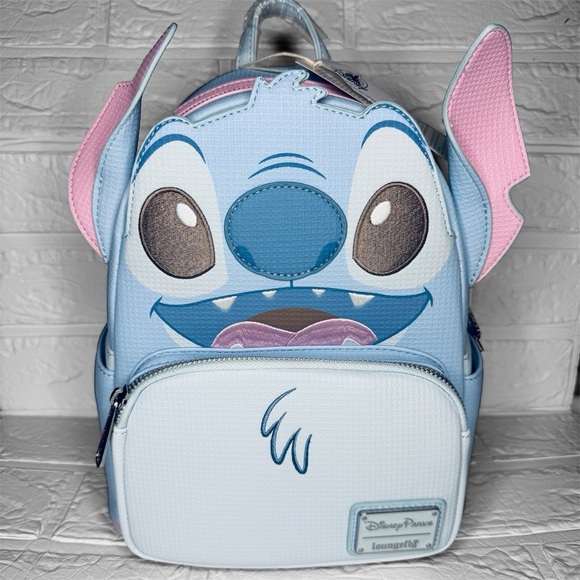 New Loungefly Disney Stitch Mini Backpack - Light Blue and Pink main image 4